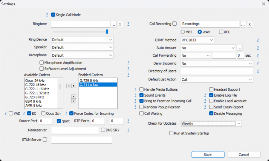 Microsip setup manual call manager support